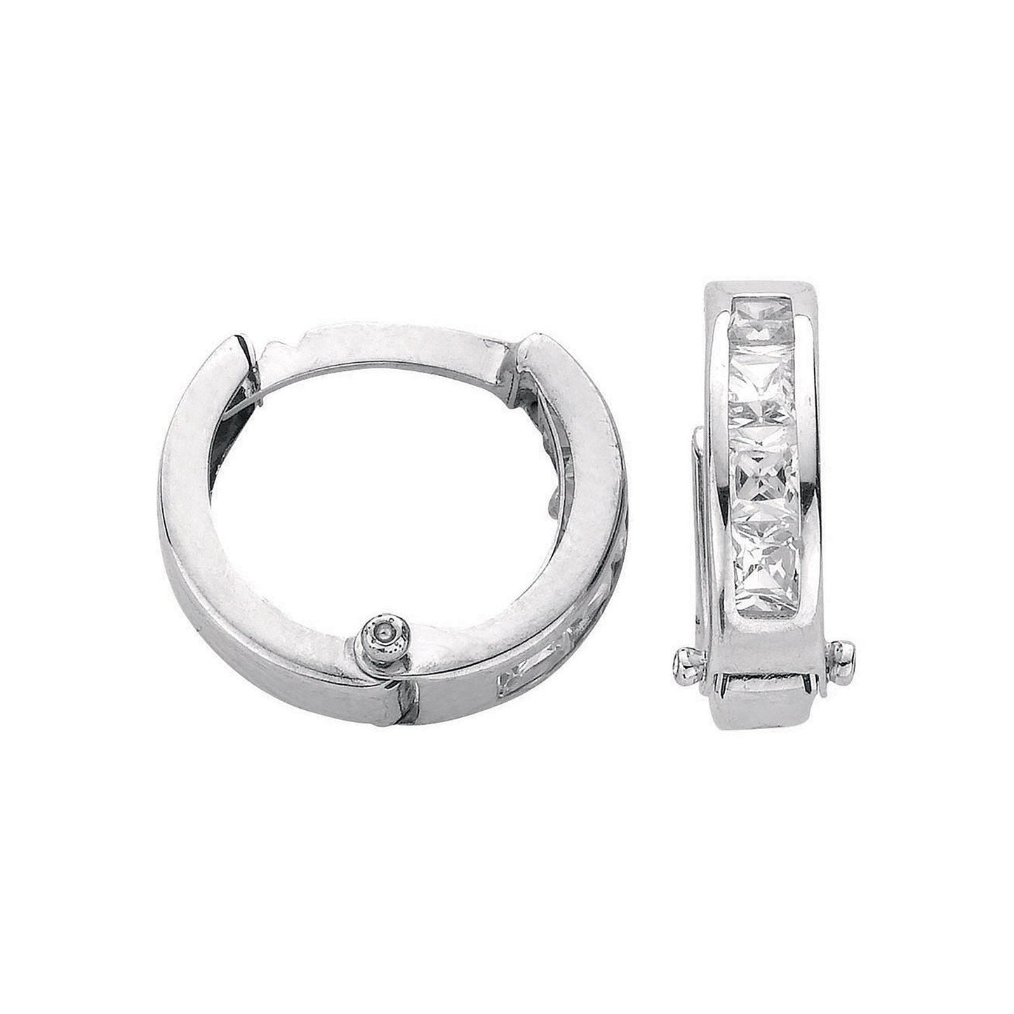 White Gold 12mm Princess Cut Cubic Zirconia Hinged Huggies - Luxury Watch - Certified Authent – Luxury Watch by Imperi
