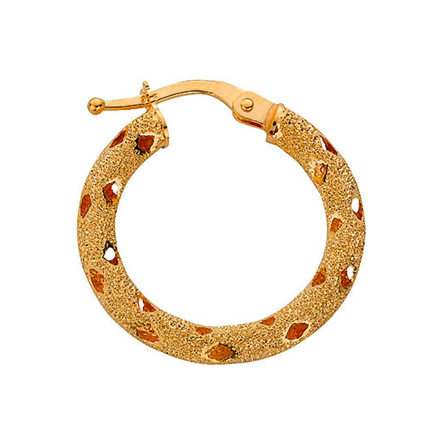 Yellow Gold 21mm Frosted Hoop Earrings