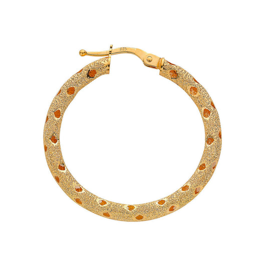 Yellow Gold 31mm Frosted Hoop Earrings