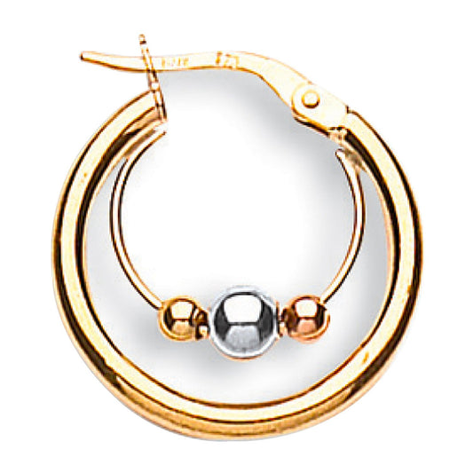 Yellow White & Rose Gold 20mm Fancy Hoop Earrings