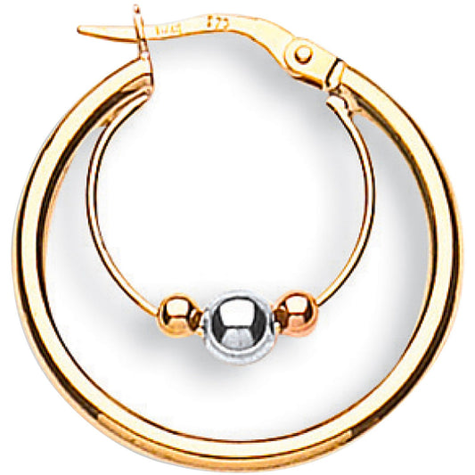 Yellow White & Rose Gold 25mm Fancy Hoop Earrings