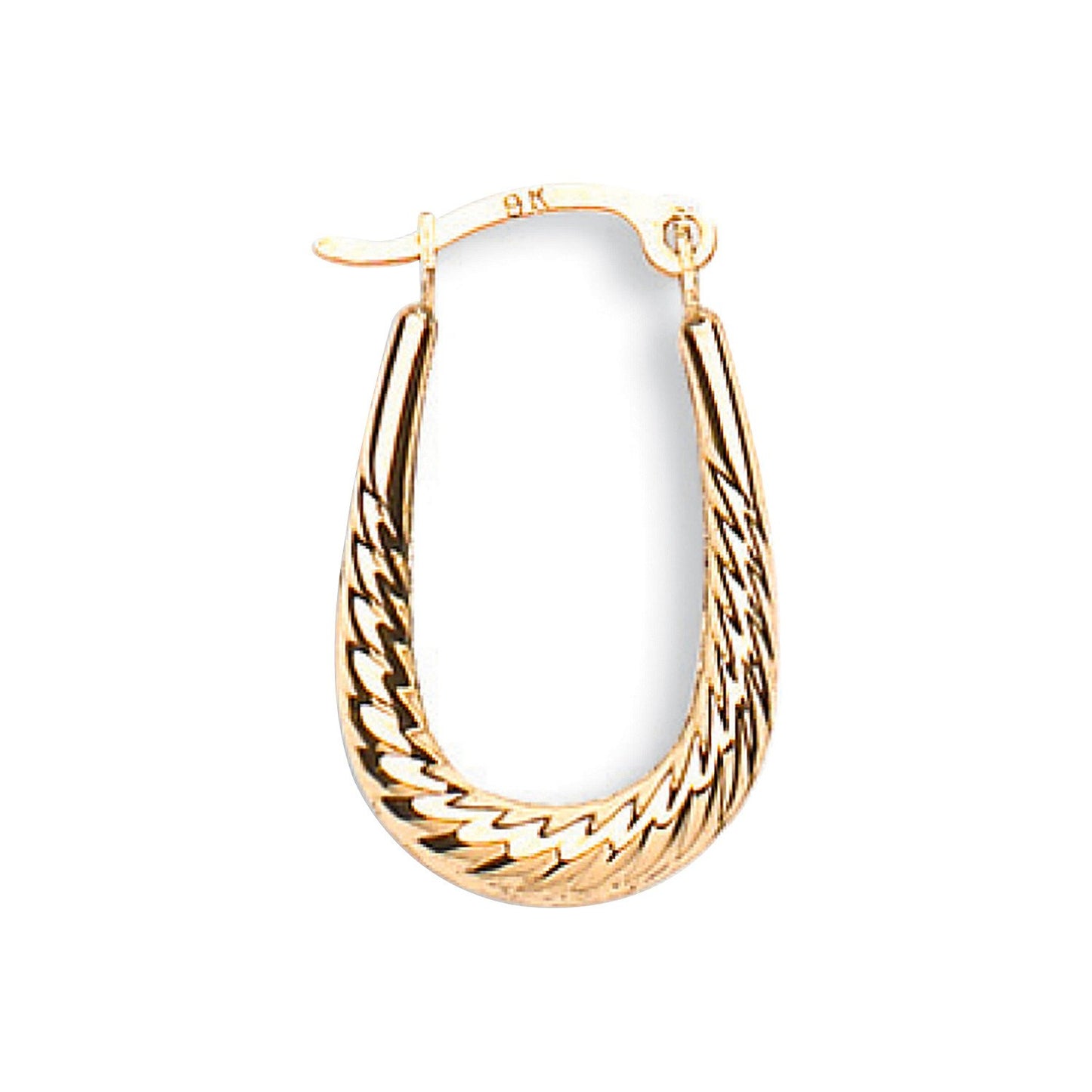 Yellow Gold Ribbed Oval Creoles