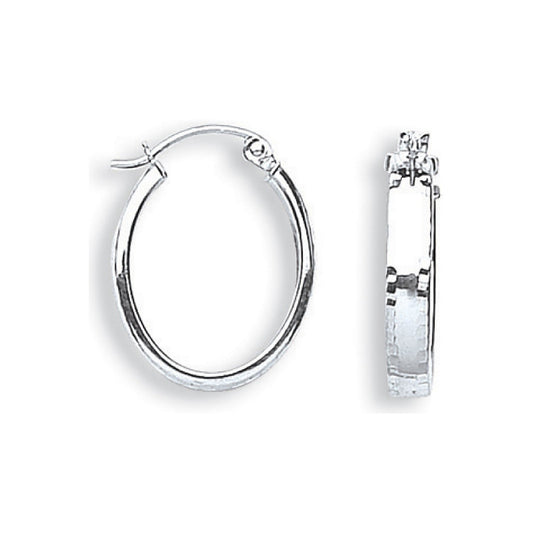 White Gold D/c Oval Hoop Earrings