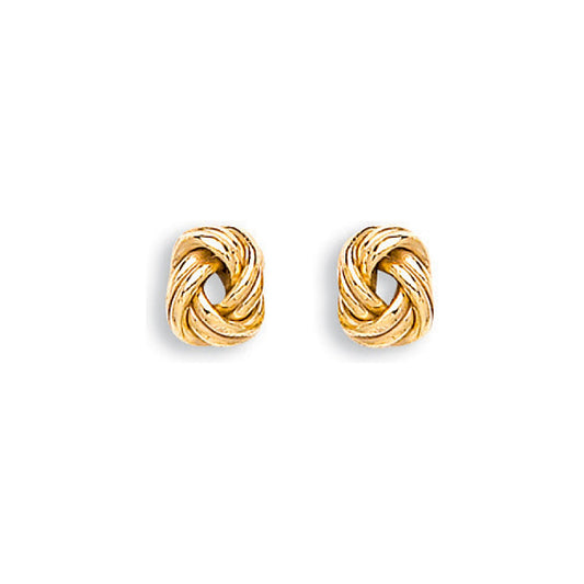 Yellow Gold 9mm Knot Stud Earrings
