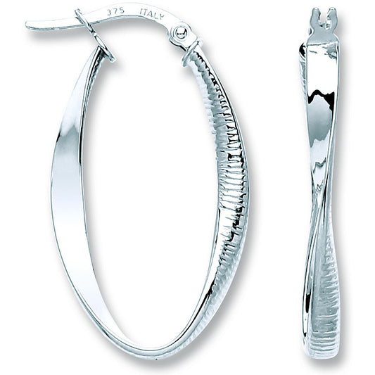 White Gold Oval Twist Ribbed & Plain