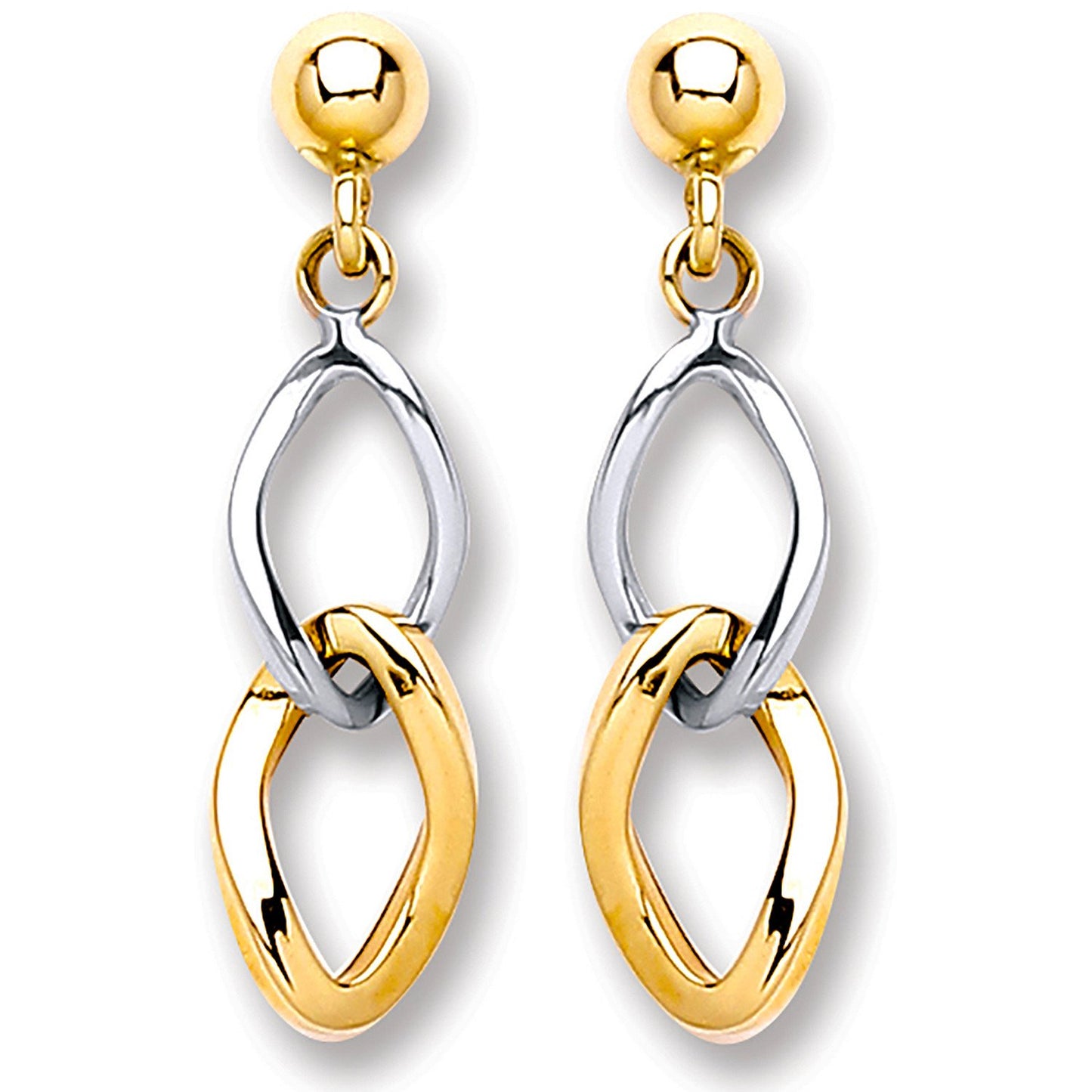 White & Yellow Gold Drop Earrings