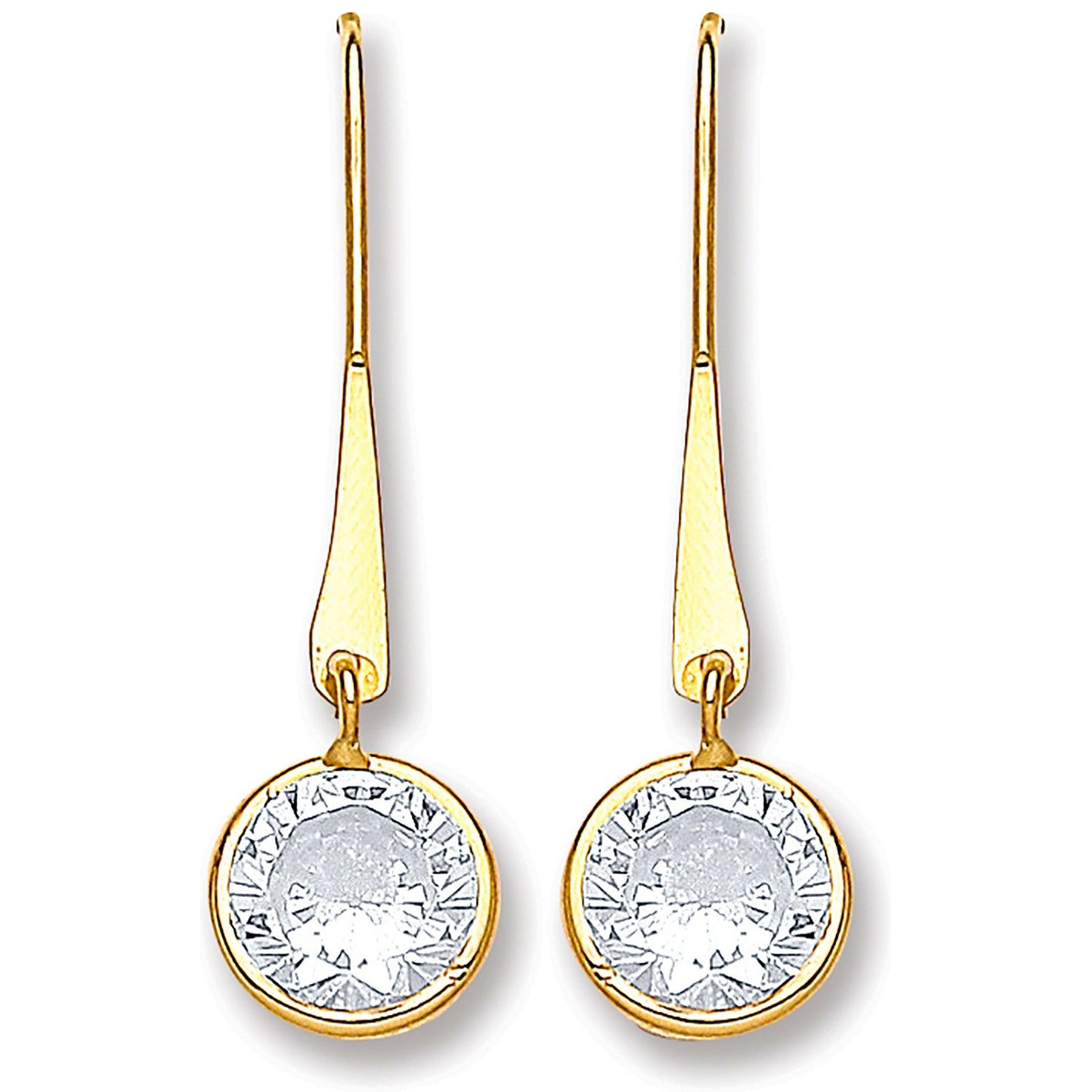 Yellow Gold Cubic Zirconia Drop Hook Style Earrings