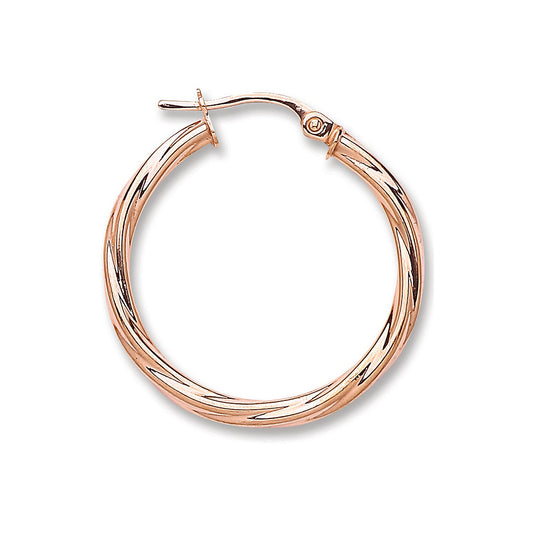 Rose Gold 25mm Twisted Hoop Earrings - Fine Ring - Certified Authentic - Swiss Made – Luxury Jewellery by Imperial Tim