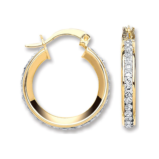 Yellow Gold 18mm Round Crystal Hoop