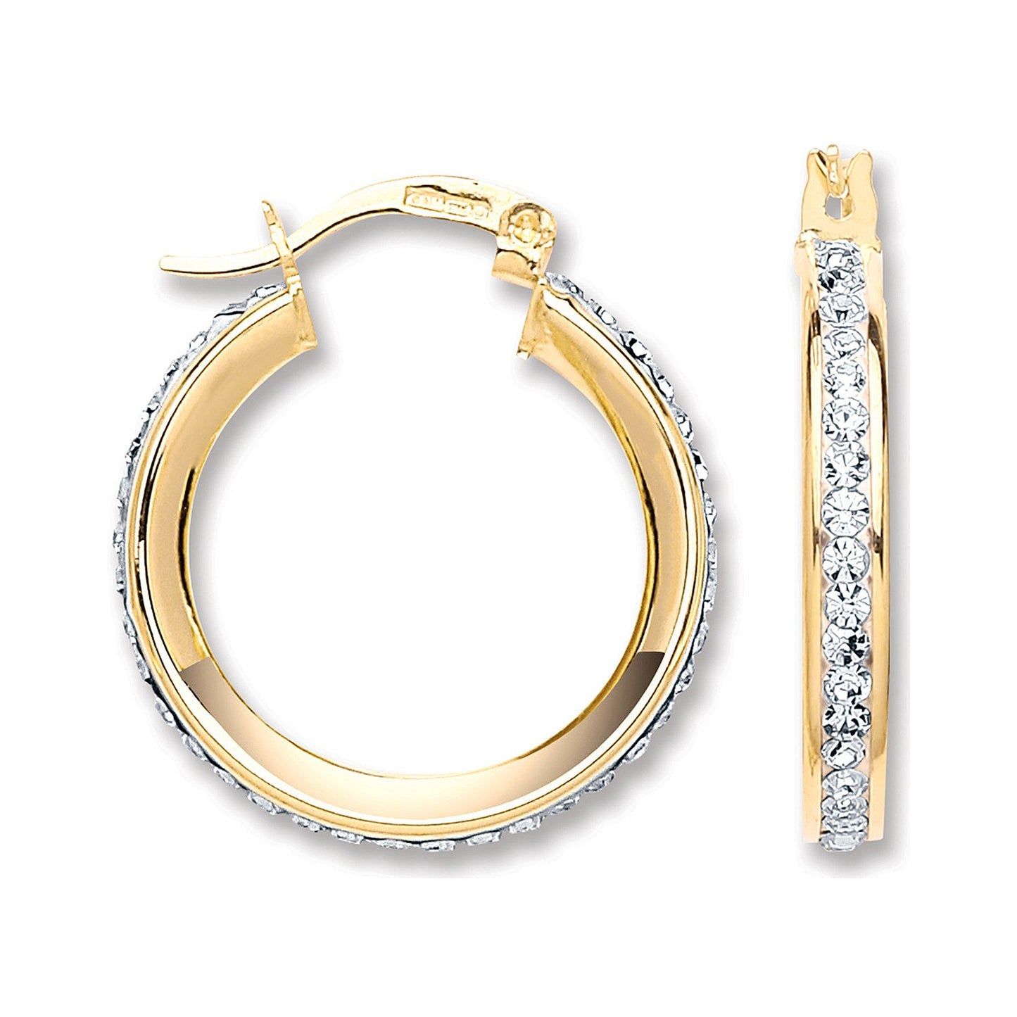 Yellow Gold 22mm Round Crystal Hoop