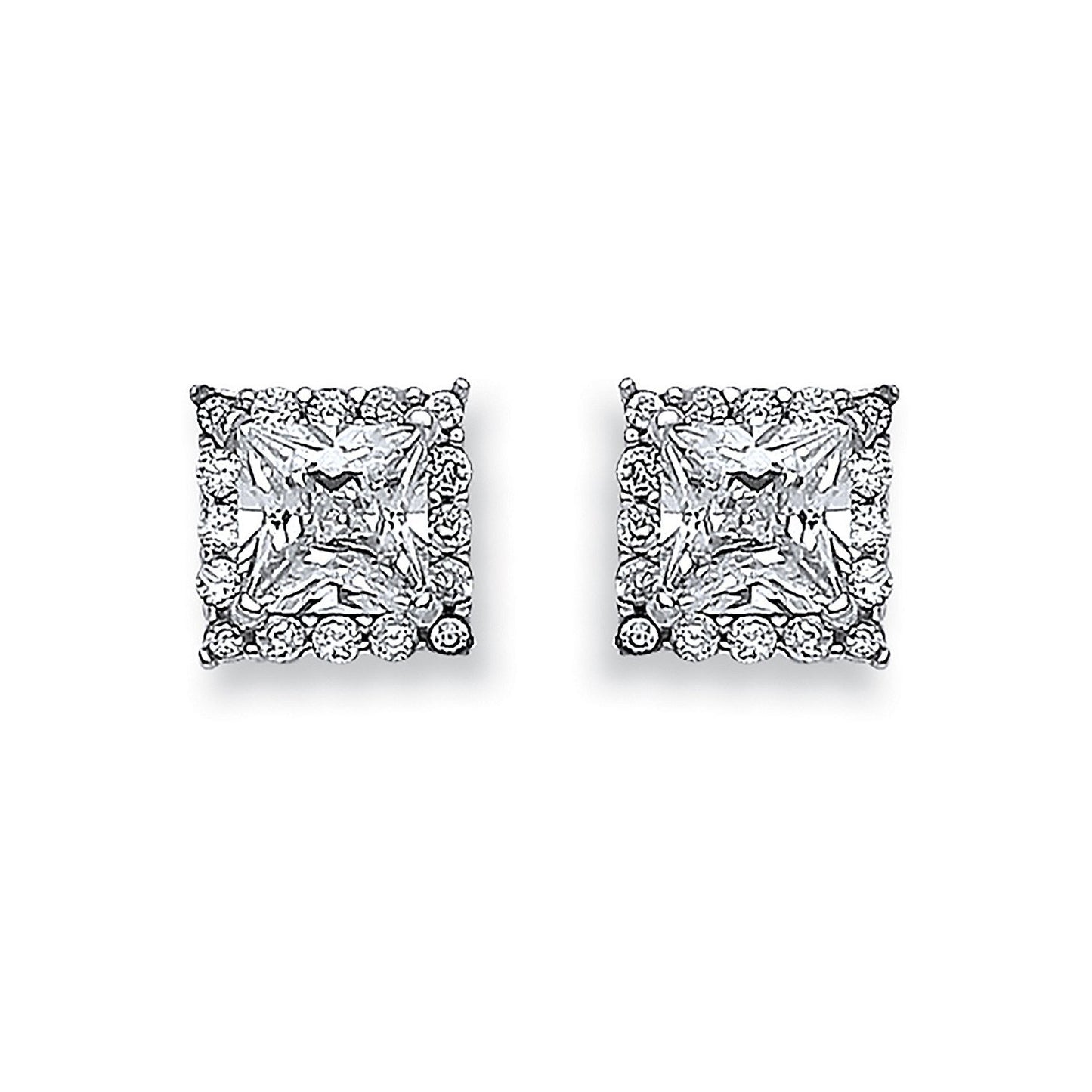 White Gold Princess Cut Cubic Zirconia Centre Stud