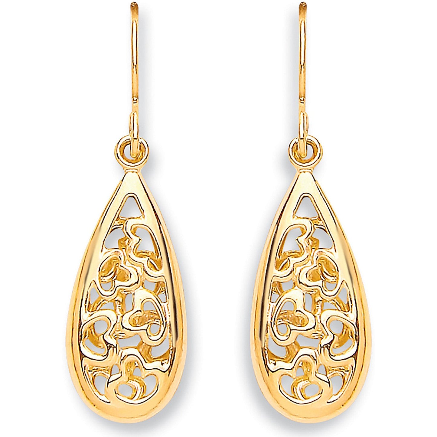 Yellow Gold Hook Oval Drop Earrings