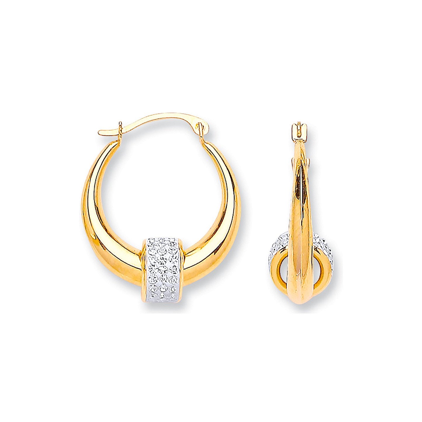 Yellow Gold 18mm Hoop & Crystal Ball Earrings