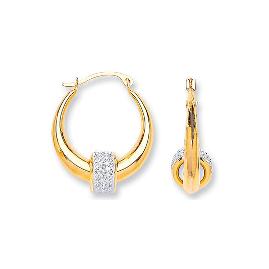 Yellow Gold 18mm Hoop & Crystal Ball Earrings