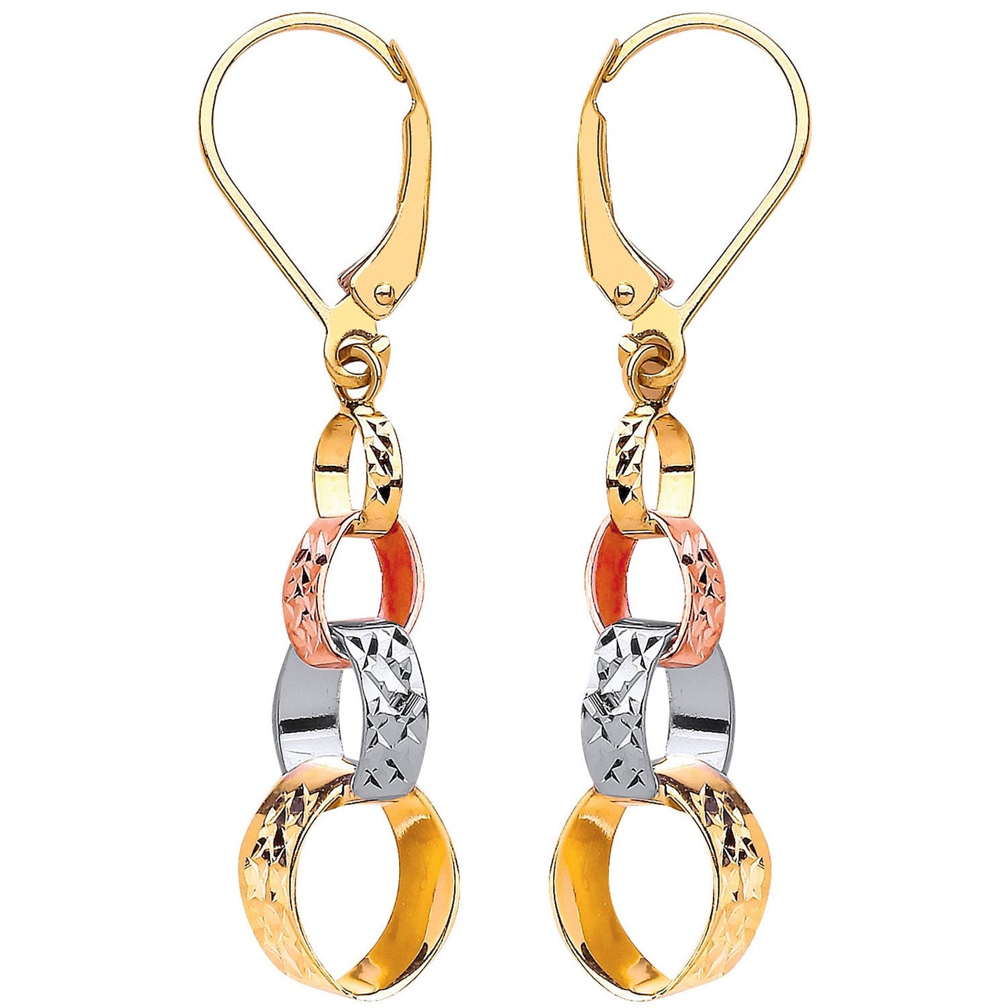Three Colour Interlink Drop Earrings - Fine Ring - Certified Authentic - Swiss Made – Luxury Jewellery by Imperial Tim