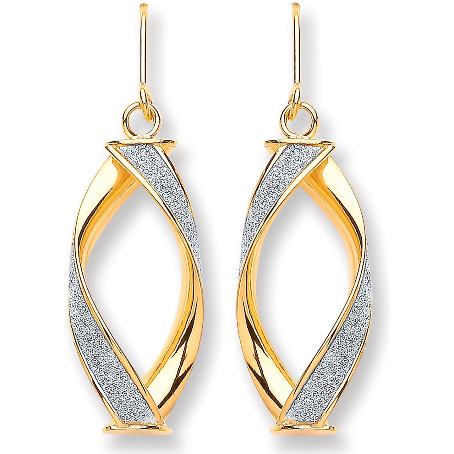 Yellow Gold Twist Glitter Drop Earring