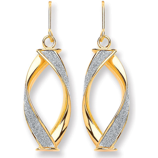 Yellow Gold Twist Glitter Drop Earring