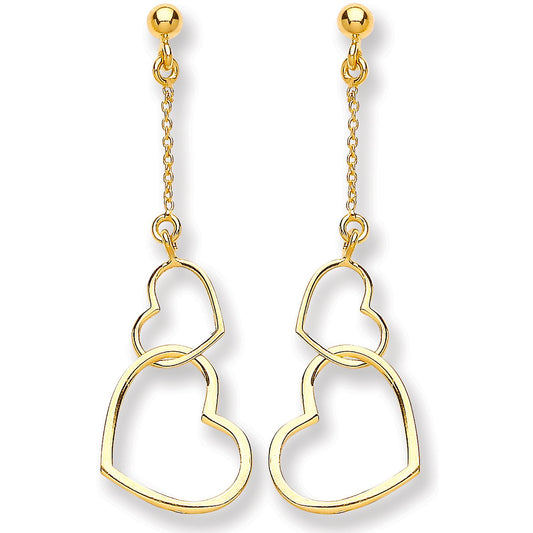 Yellow Gold Heart Drop Earring