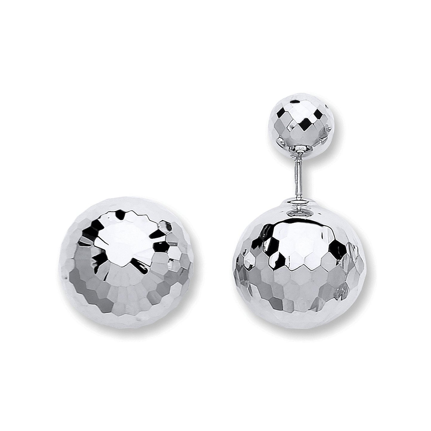 White Gold Disco Ball Screw Back Earrings
