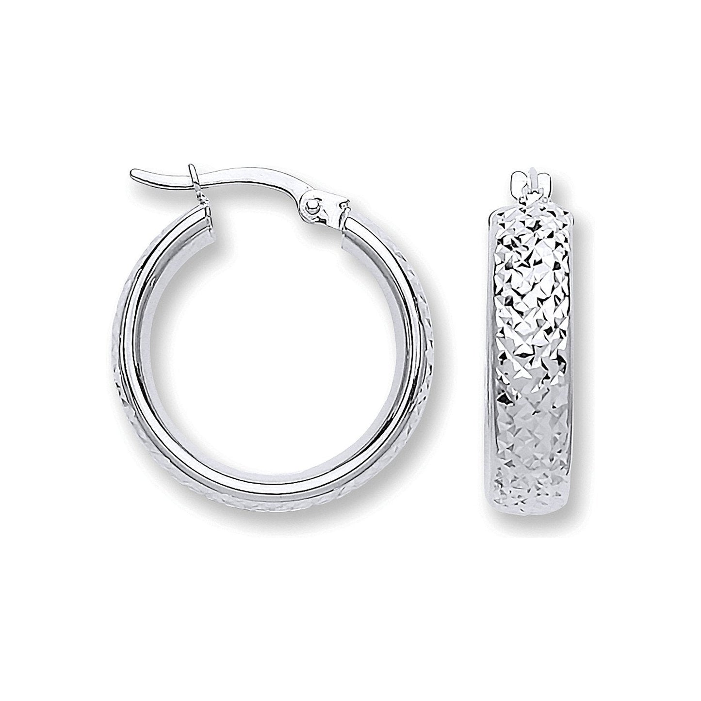 White Gold 20mm Tyre Tread Design D Shape Earrings - Fine Ring - Certified Authentic – Luxury Jewellery by Imperial Ti