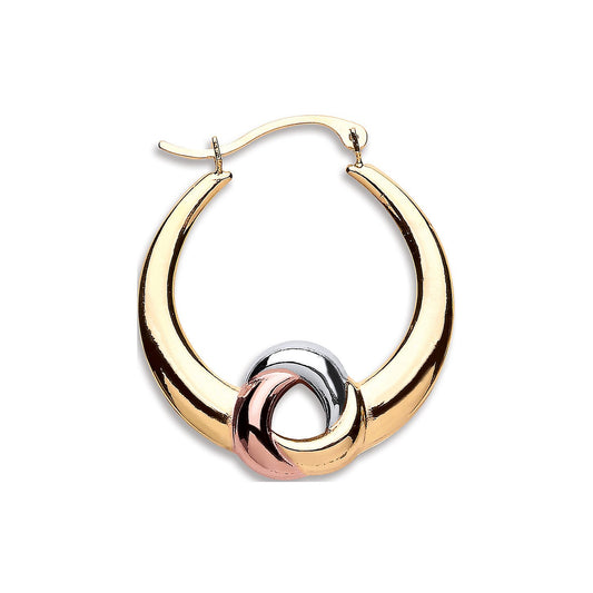 Yellow White & Rose Gold Large Hollow Fancy Hoop Earrings