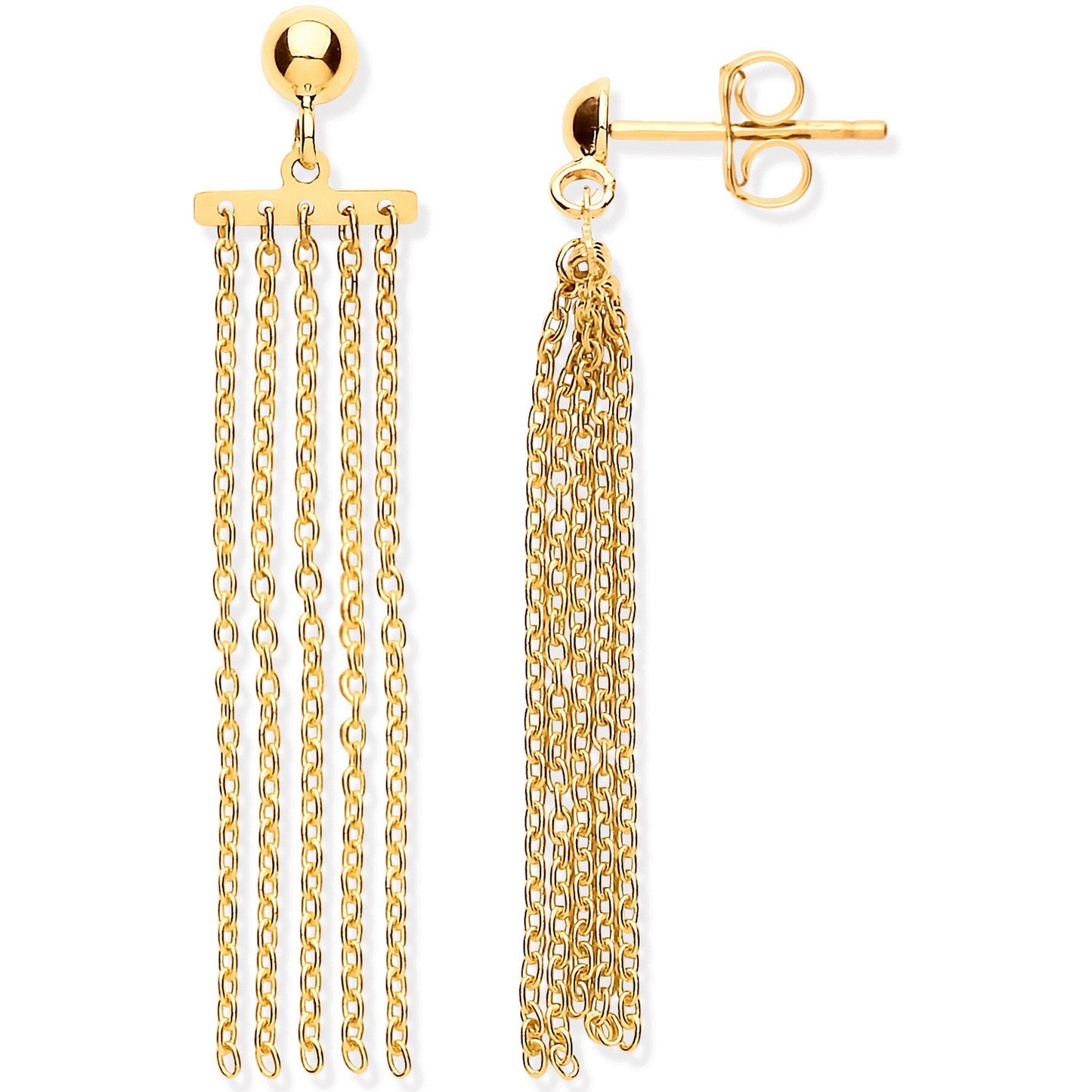 Yellow Gold Tassel Drop Earrings