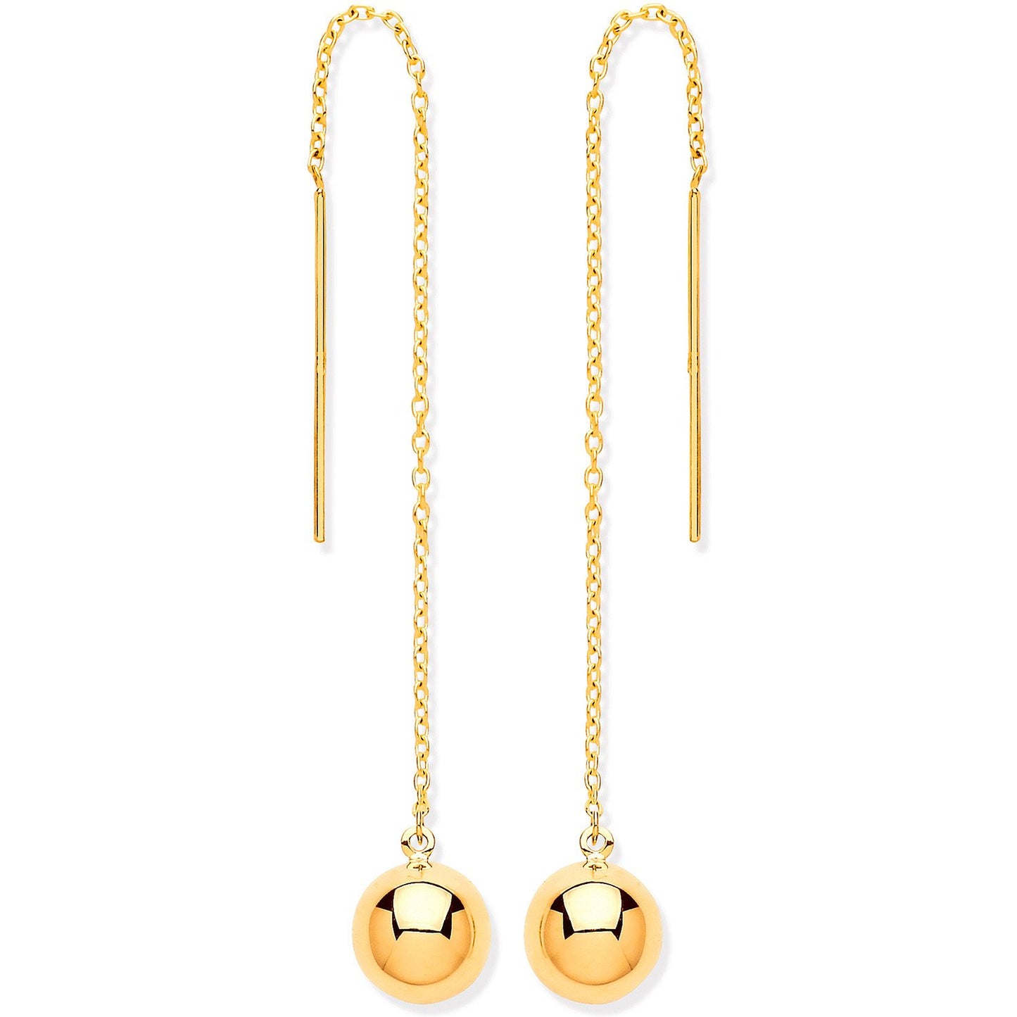 Yellow Gold Ball Chain Threader Earrings