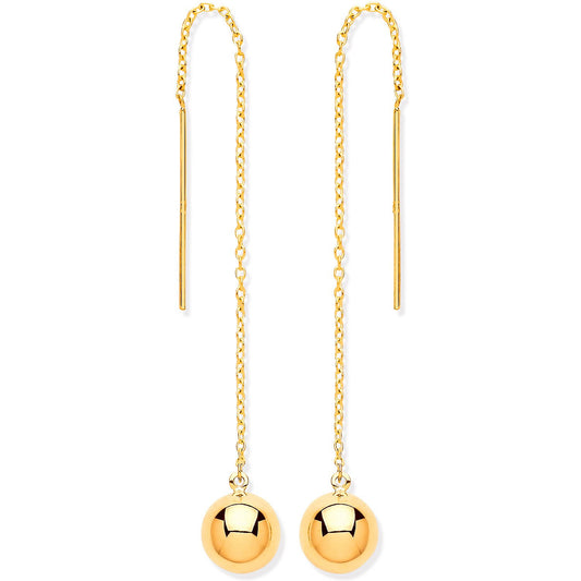 Yellow Gold Ball Chain Threader Earrings