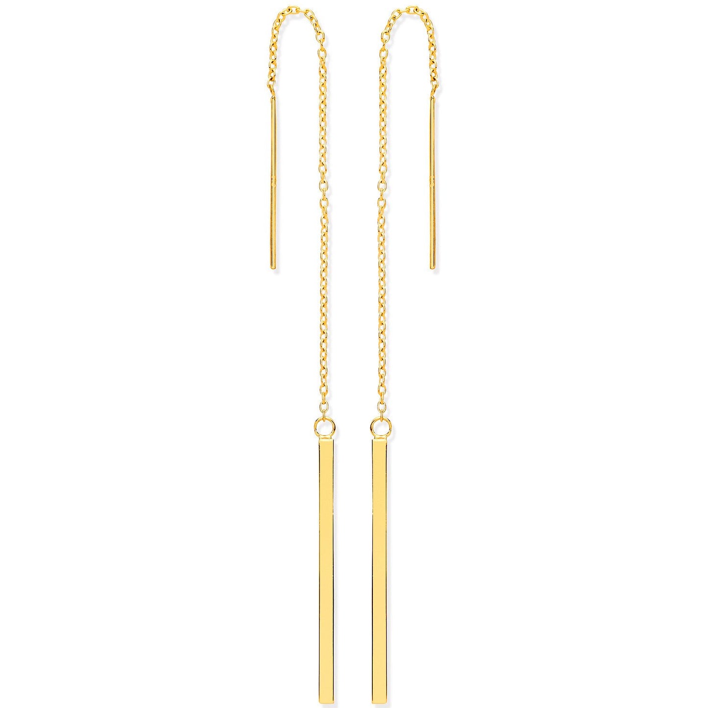 Yellow Gold Chain Drop Threader Earrings