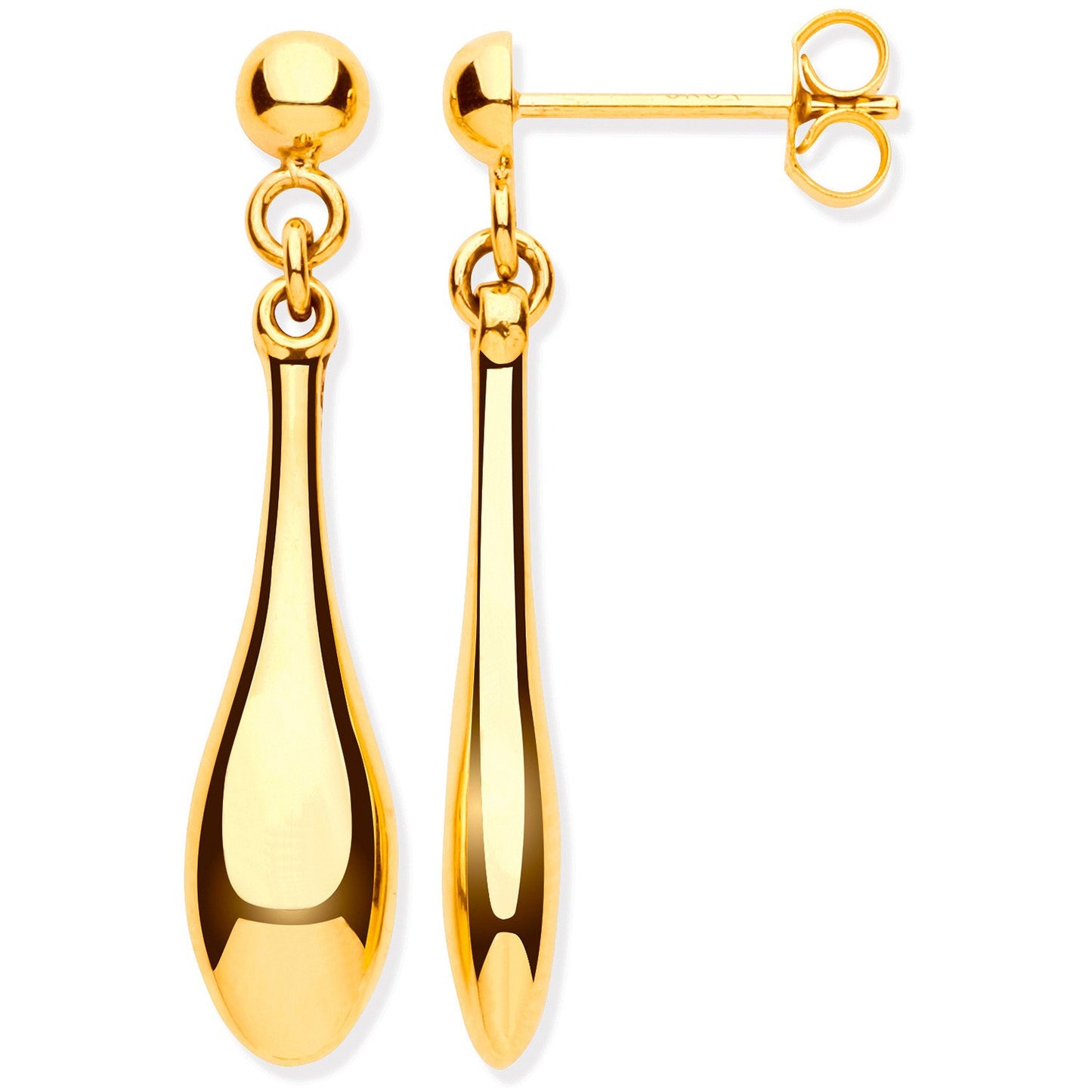 Yellow Gold Hollow Drop Earrings