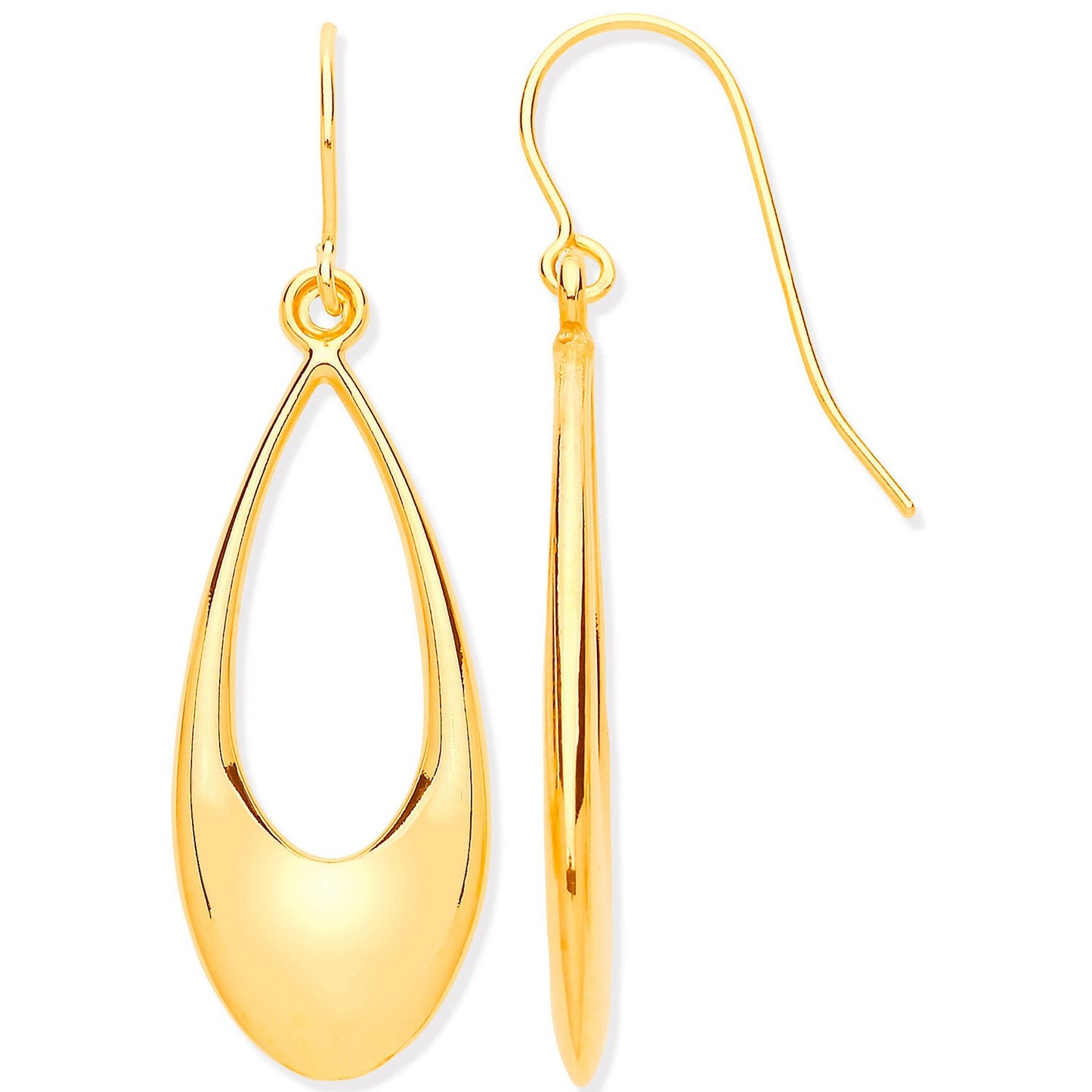 Yellow Gold Hollow Open Drop Earrings