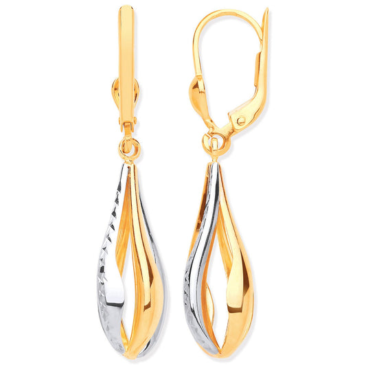 Yellow & White Gold Teardrop Style Earrings - Fine Ring - Certified Authentic - Swiss Made – Luxury Jewellery by Imper