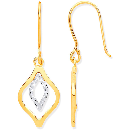 Yellow & White Gold Rhombus Shaped Hook Earrings - Fine Ring - Certified Authentic - Swiss Ma – Luxury Jewellery by Im