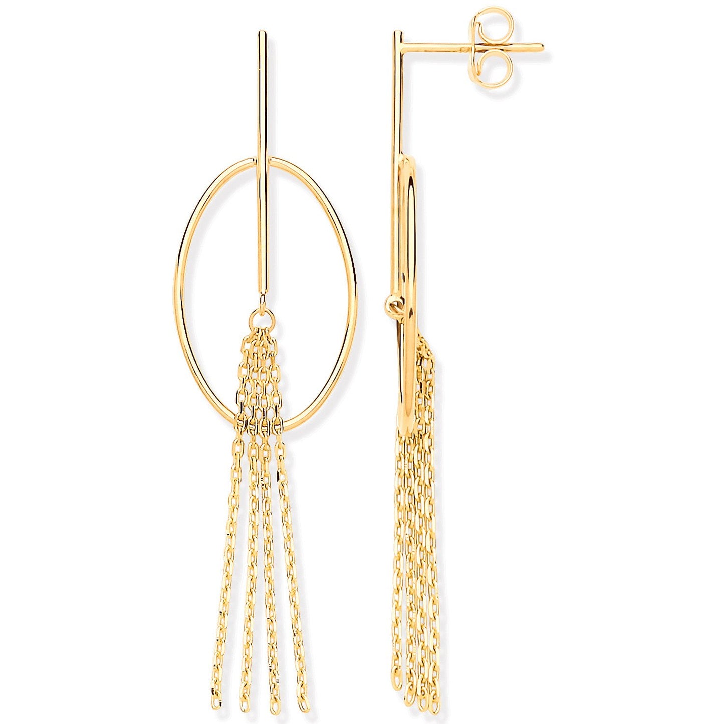 Yellow Gold Oval Tube Tassel Drop Earrings - Fine Ring - Certified Authentic - Swiss Made – Luxury Jewellery by Imperi