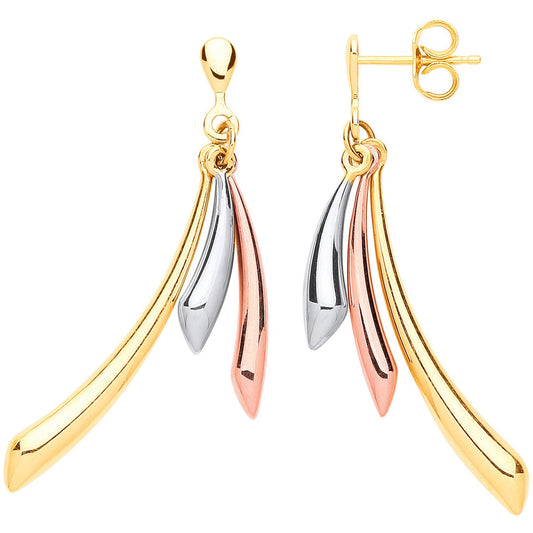 Y, White & Rose Gold Horn Hollow Drop Earrings