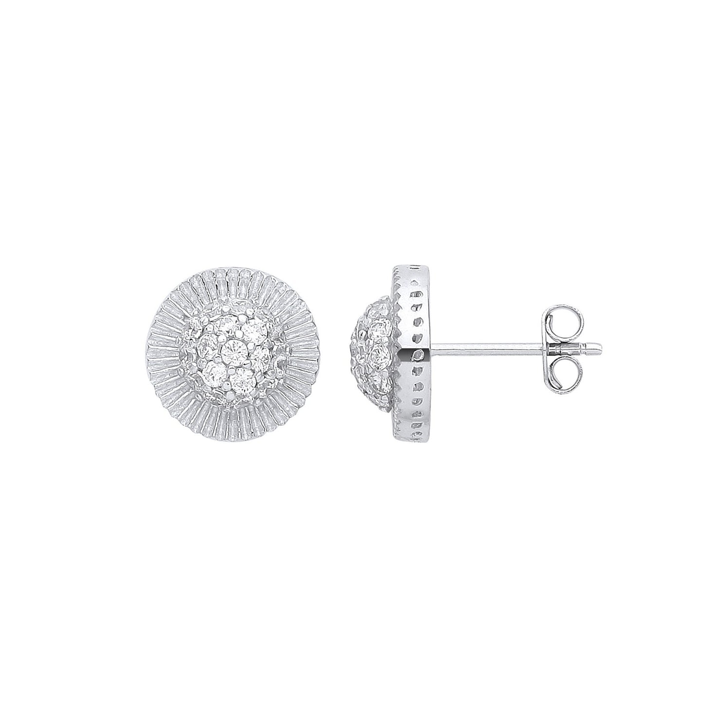 White Gold Cubic Zirconia Round 11mm Stud Earrings