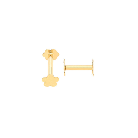 Yellow Gold Flower Screw Ear Cartilage Stud