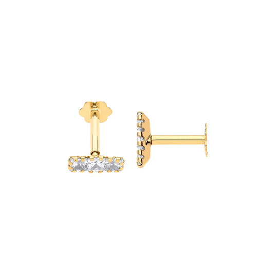 Yellow Gold P/c Trilogy Cubic Zirconias Ear Cartilage Stud