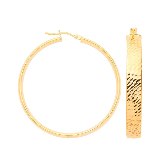 Yellow Gold 35mm D/c Wide Hoops