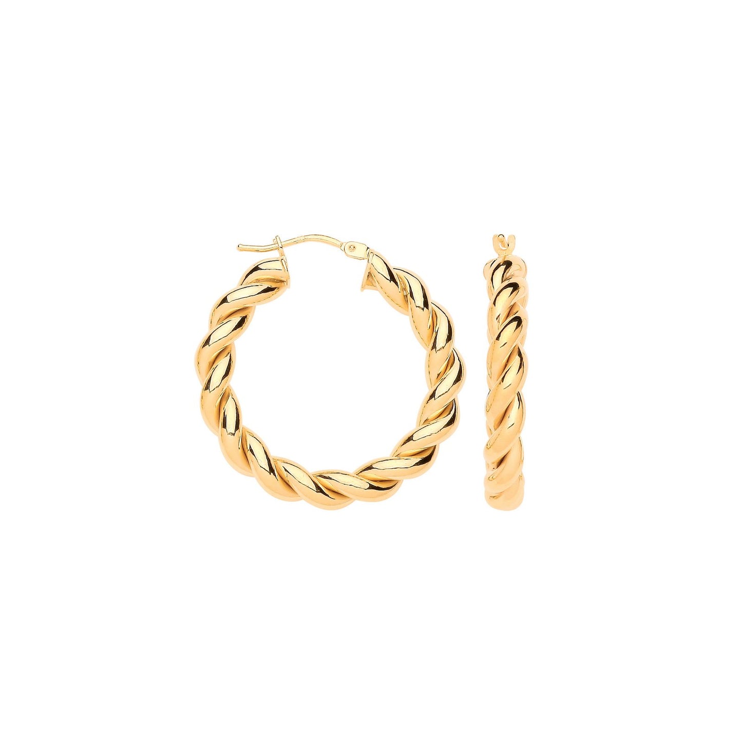 Yellow Gold 30mm Big Twist Hollow Hoops