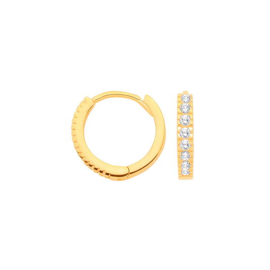 Yellow Gold 11.7mm Cubic Zirconia Huggies