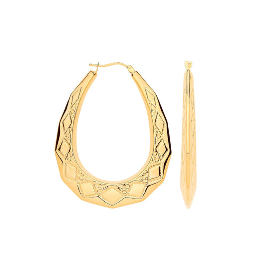 Yellow Gold D/c Oval 49mm Long Creoles