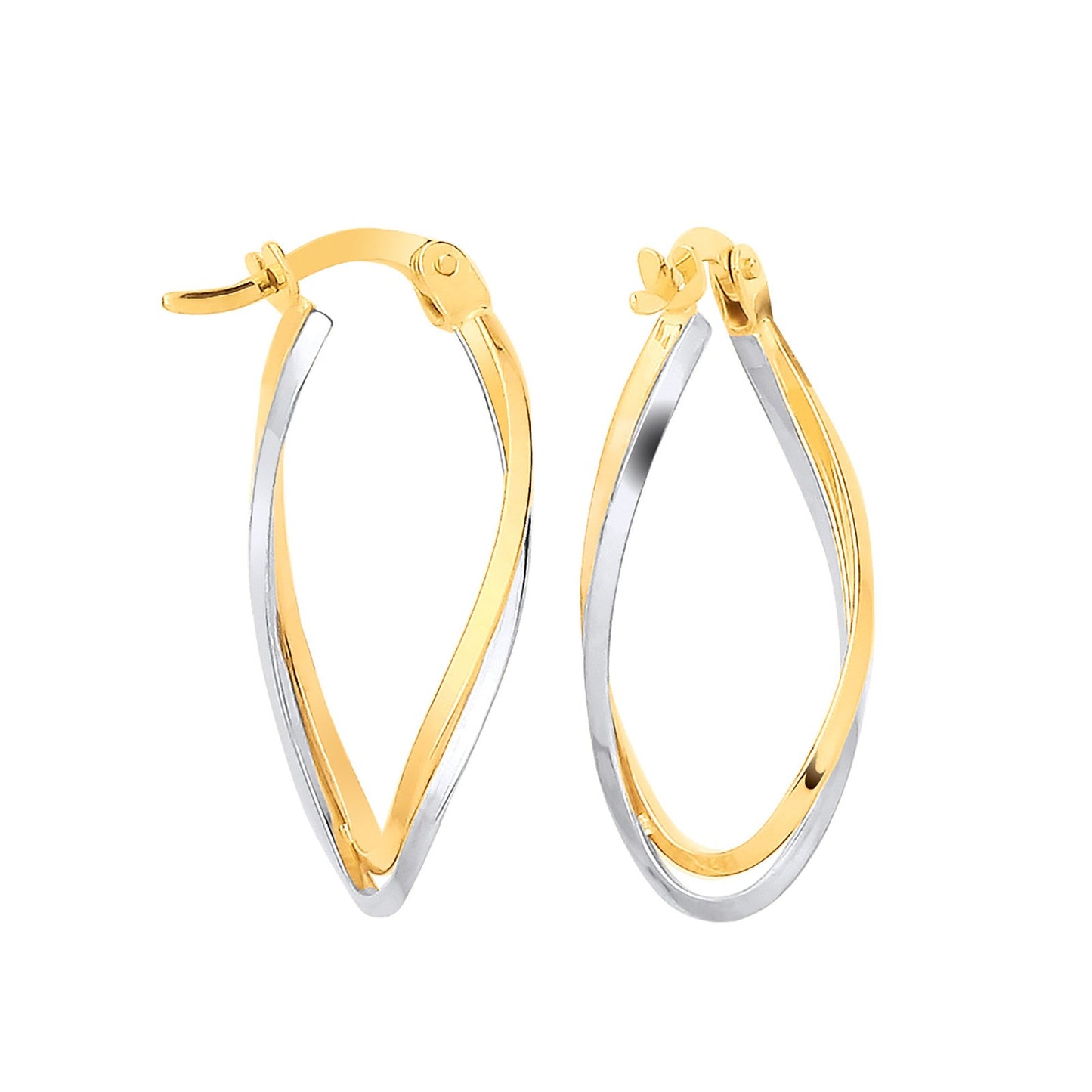 Yellow Gold Two Colour Twist Oval Hoops