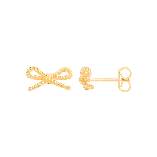 Yellow Gold Bow Stud Earrings
