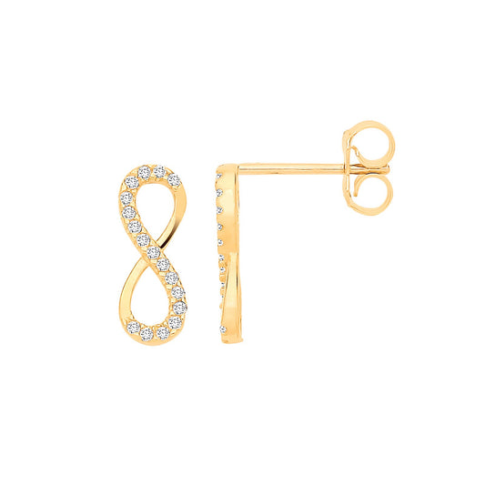 Yellow Gold Infinity Cubic Zirconias Earrings