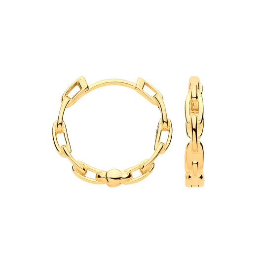 Yellow Gold Paper Clip Plain Huggies