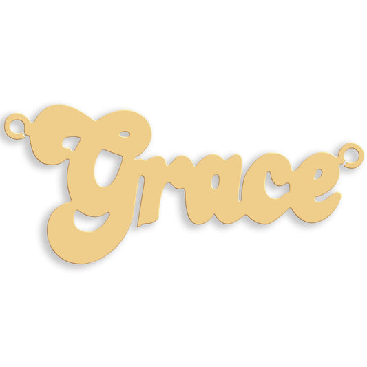 Yellow Gold Large Banana Split Style Nameplate