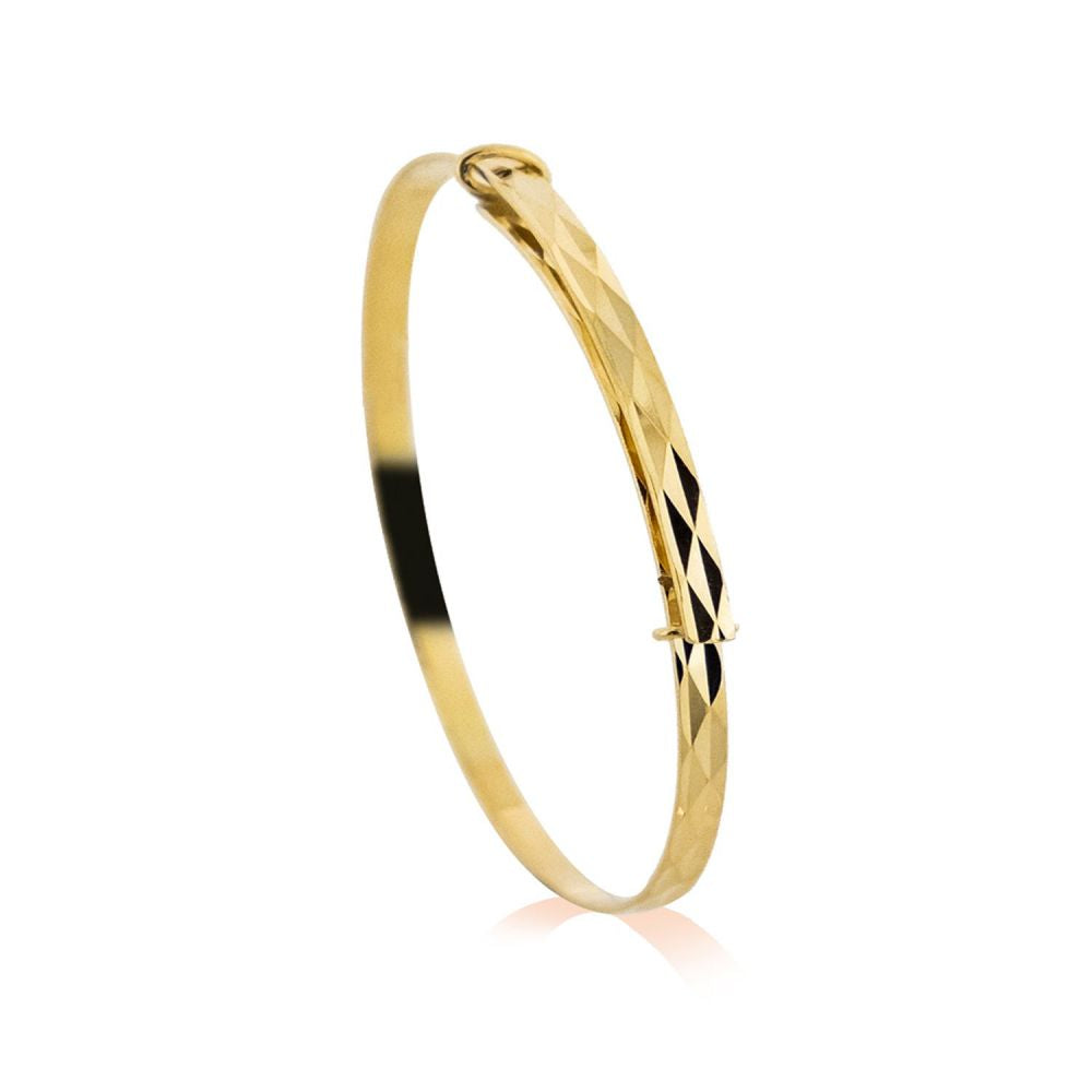 9ct Yellow Gold Childs 2mm Mosaic Expandable Bangle – Imperial Time