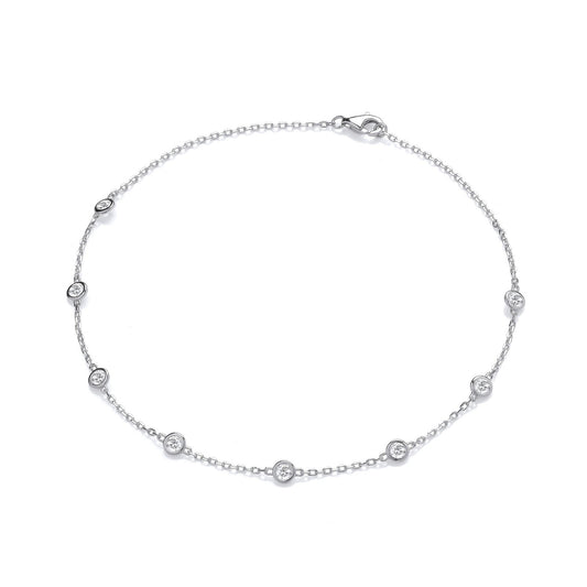 Silver 8 Rubover Clear Cubic Zirconia's Ladies Anklet - Luxury Watch - Certified Authentic – Luxury Watch by Imperial