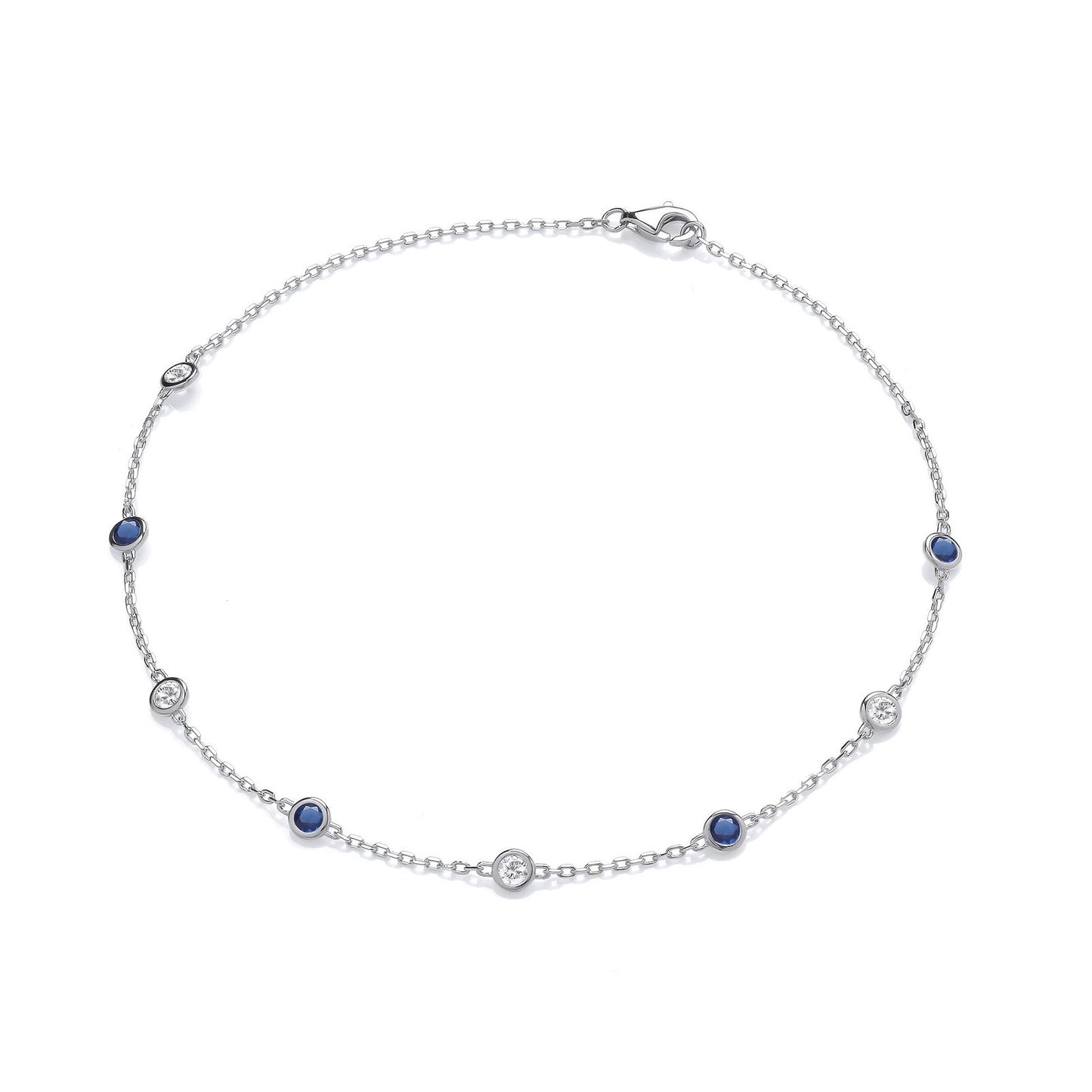 Silver Rubover Blue & Clear Cubic Zirconia's Ladies Anklet - Luxury Watch - Certified Authent – Luxury Watch by Imperi